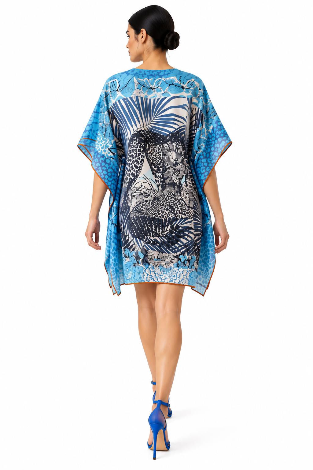 Exuma Blue Kaftan Short Dress